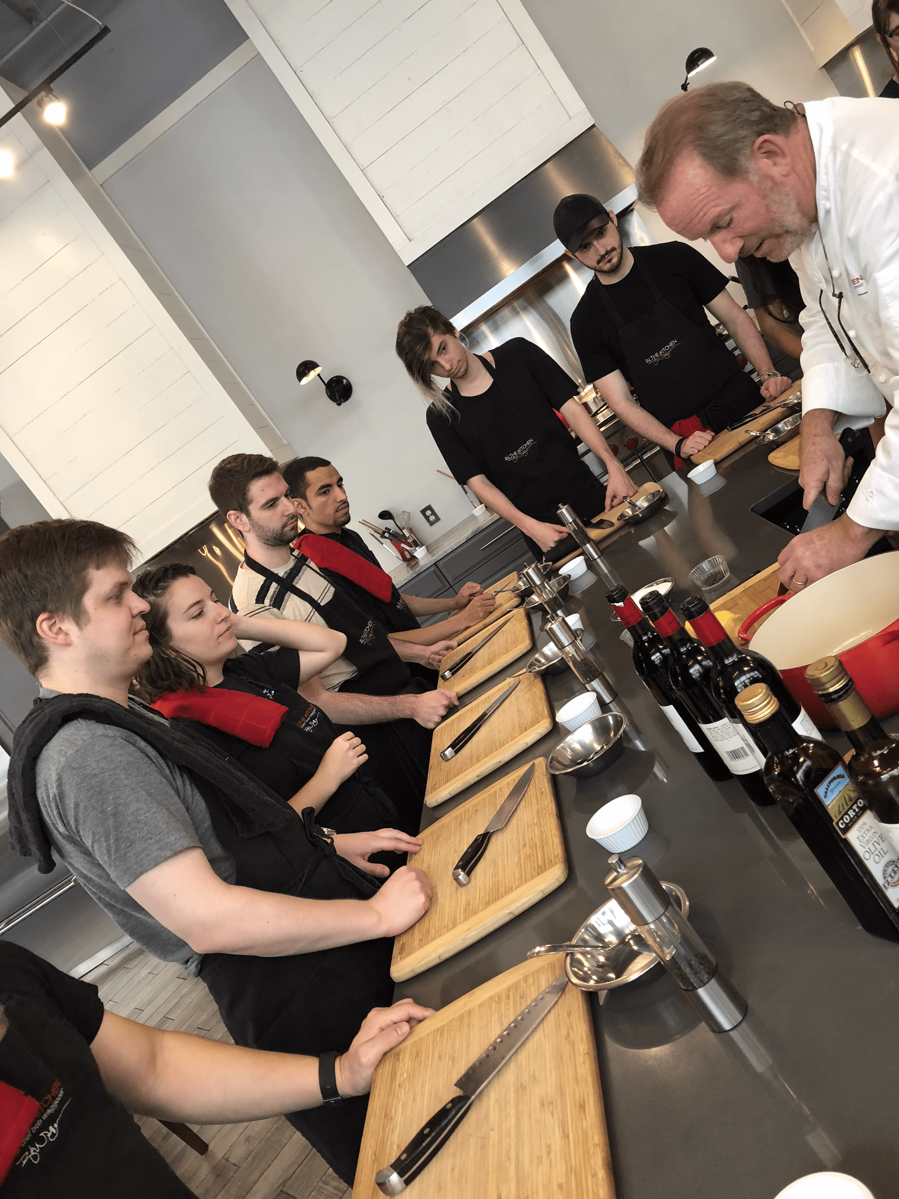 Engineerings at a cooking class.