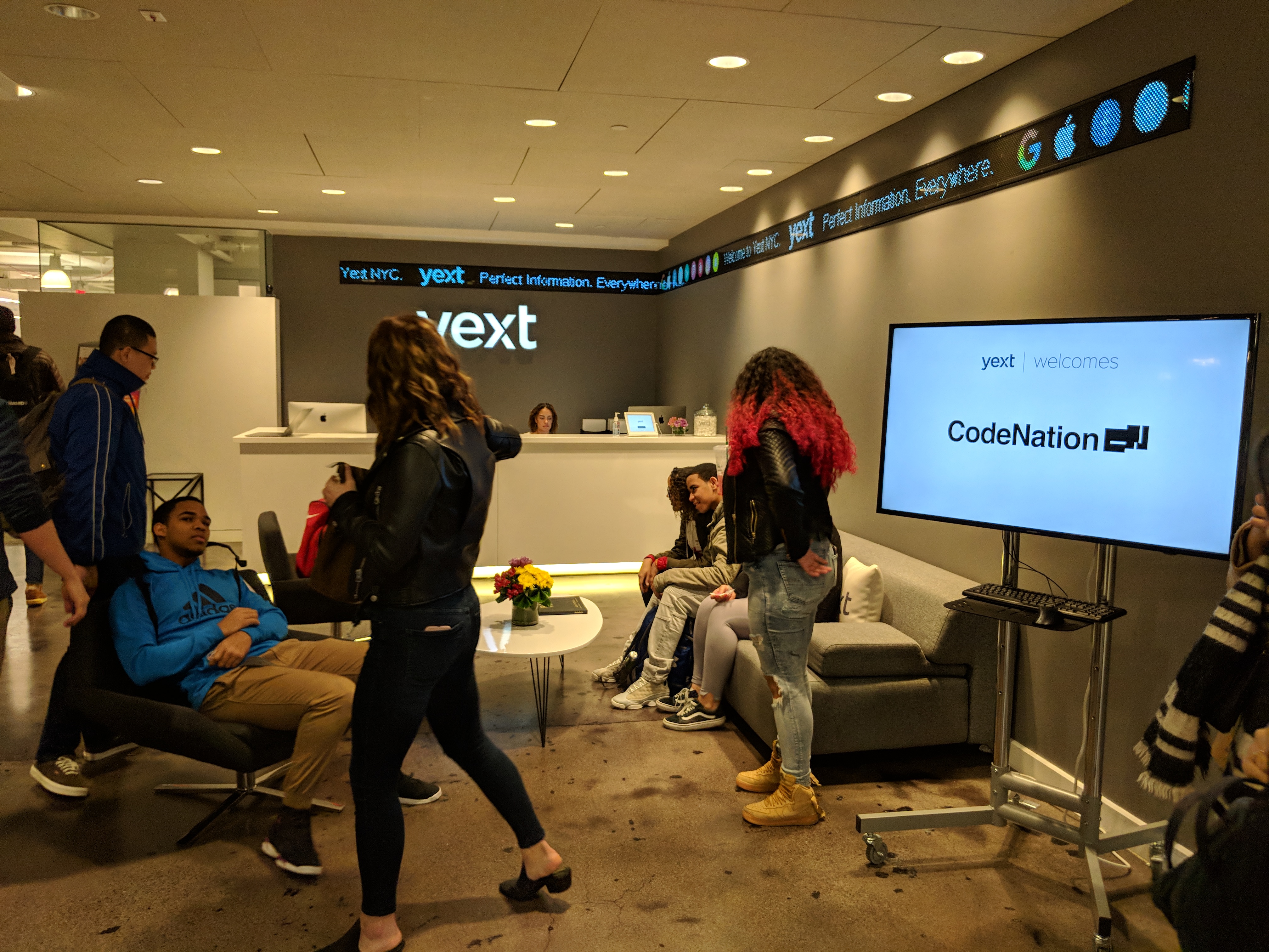 Students in Yext lobby