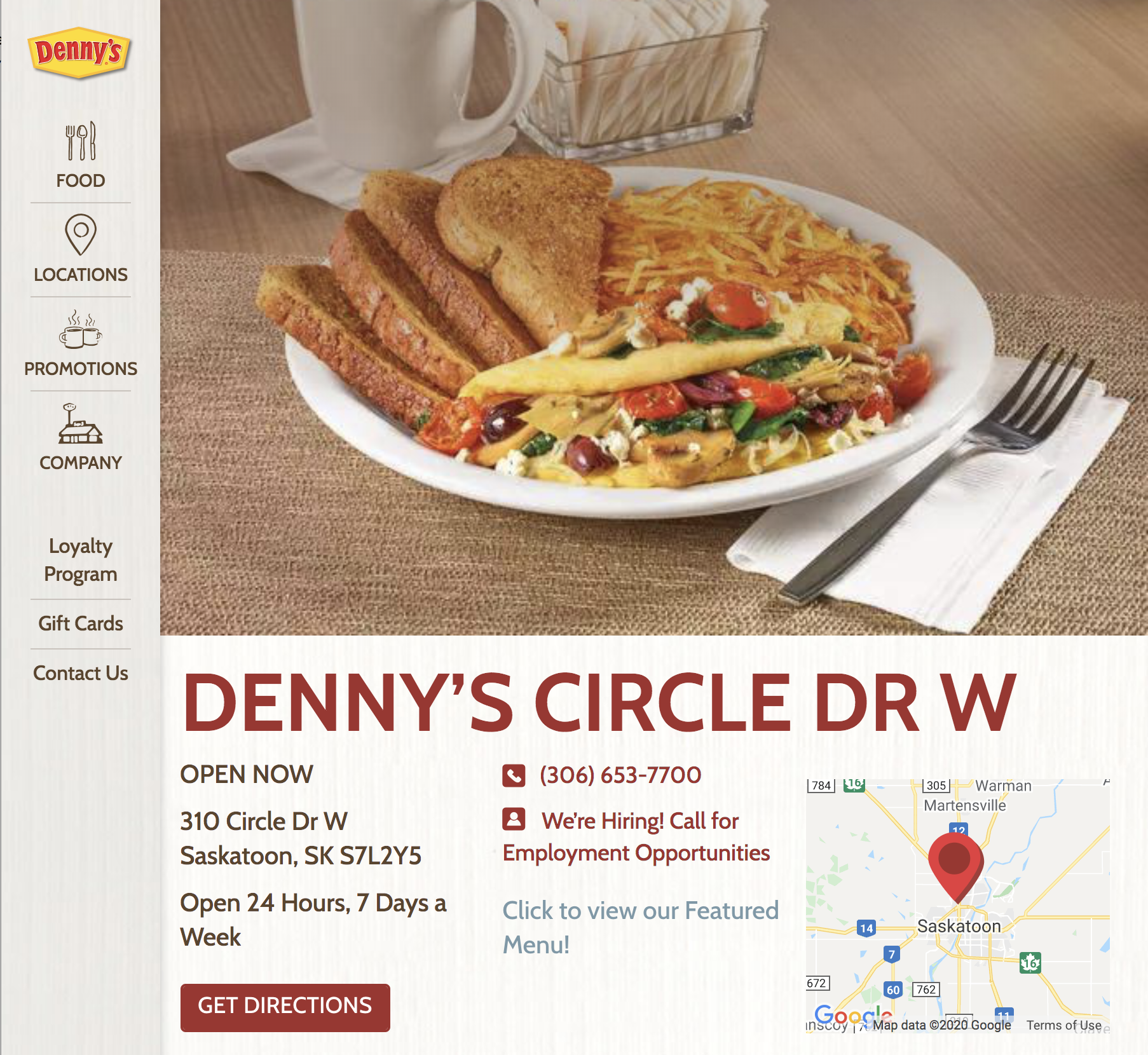Denny's Location Page