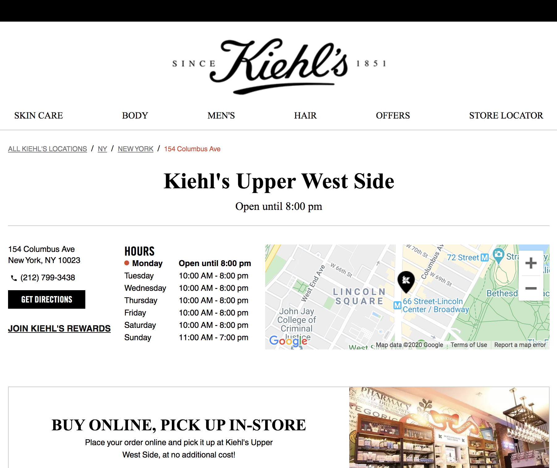 Kiehl's Location Page