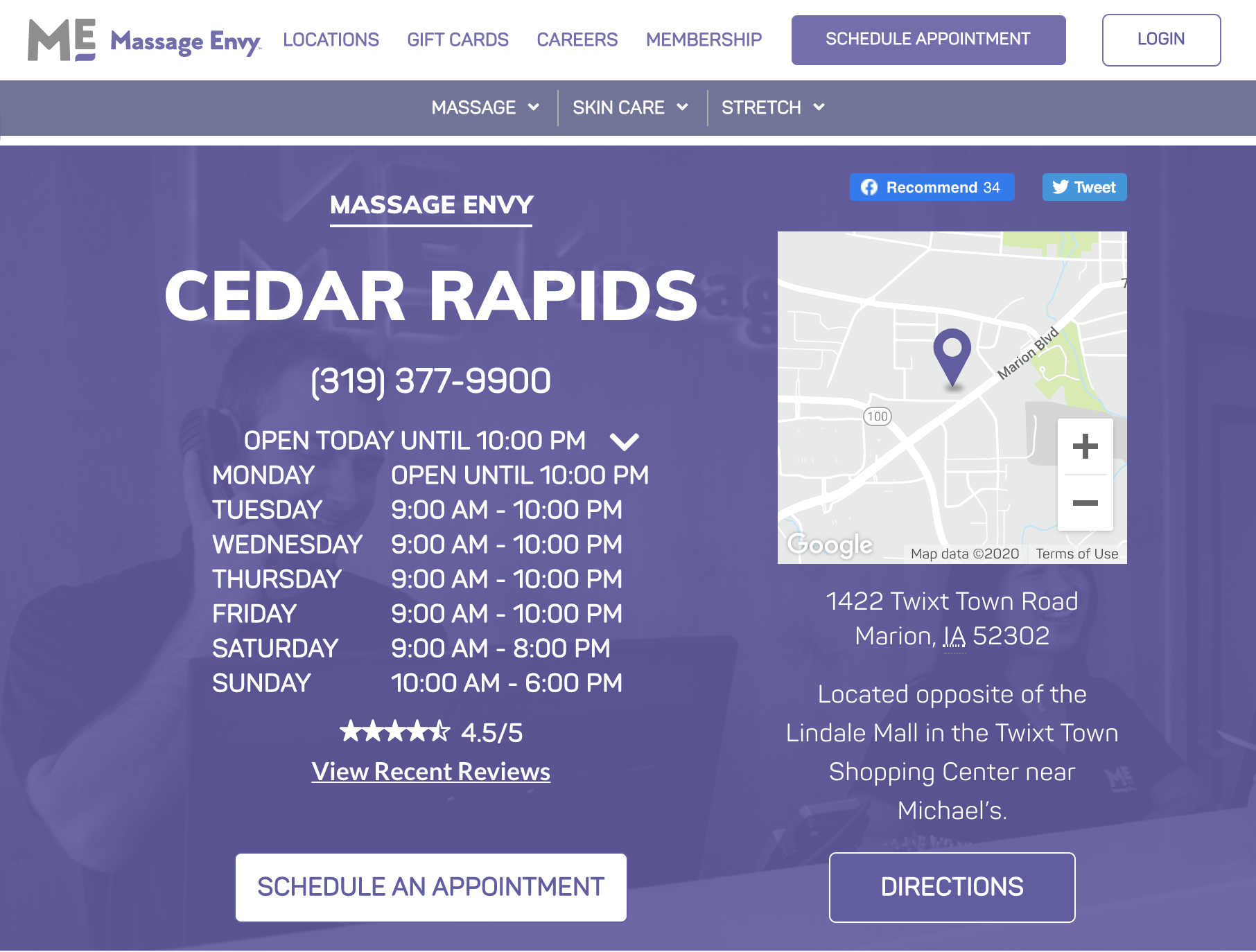 Massage Envy Location Page