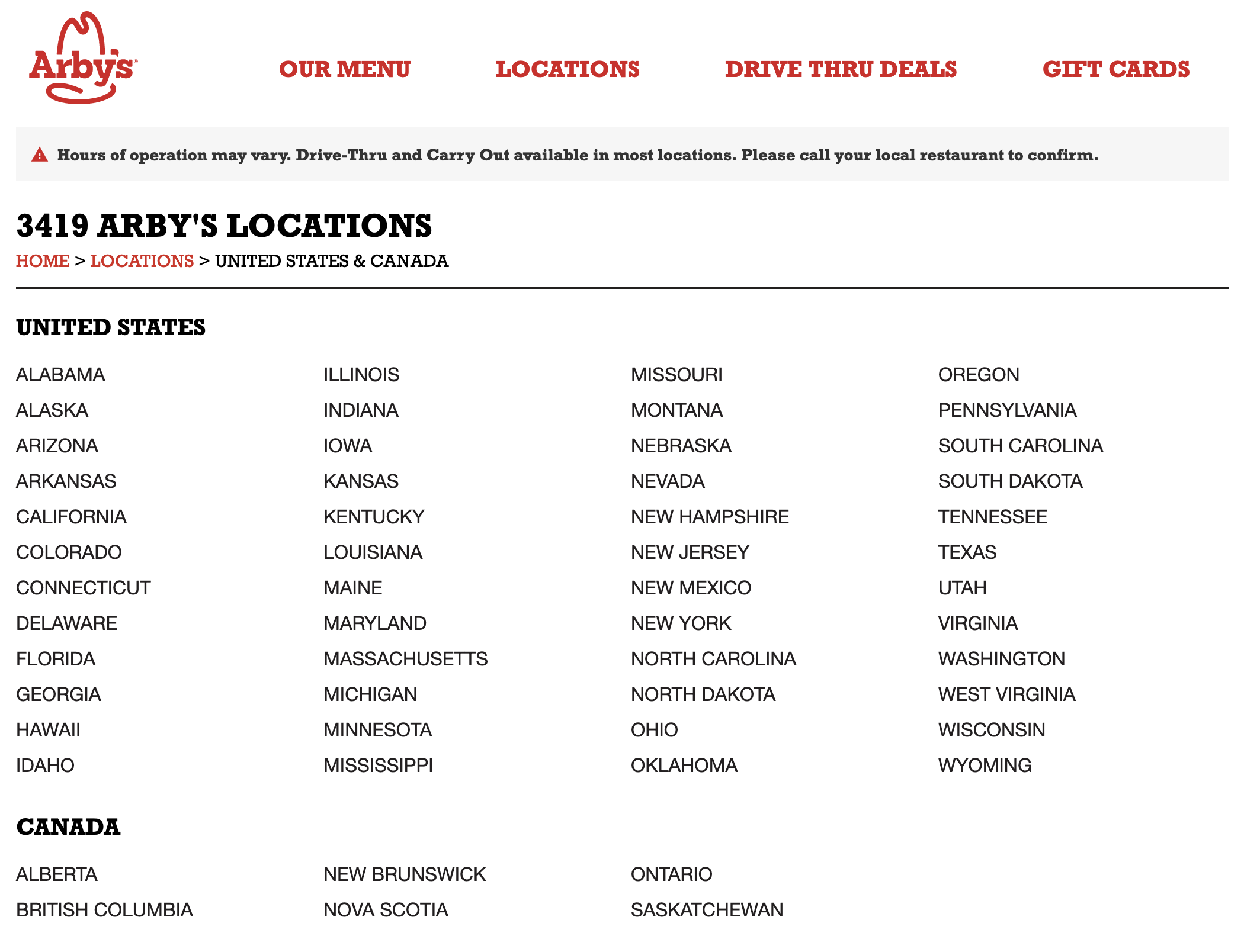 Arby's Directory Page