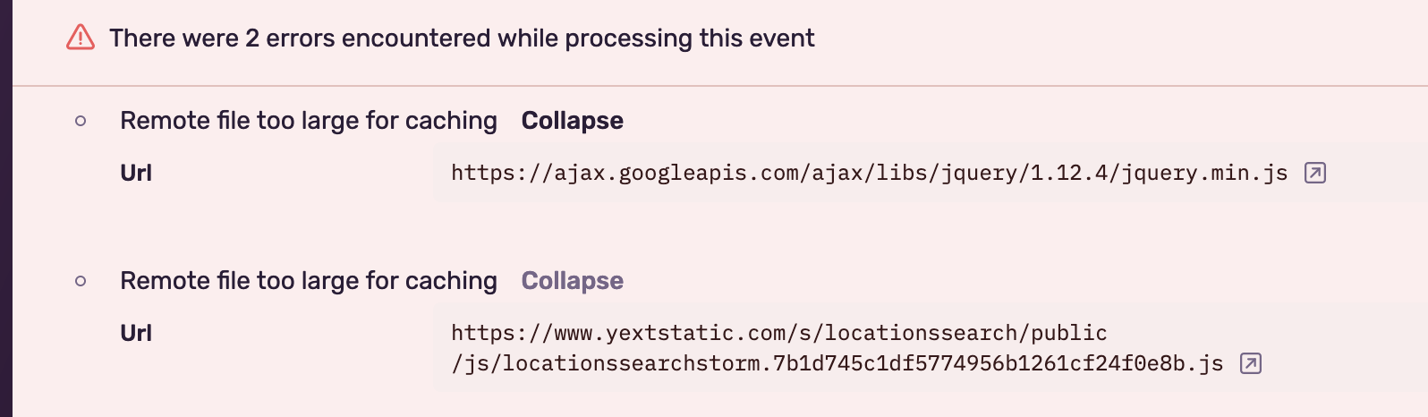 There were errors encountered while processing this event: Remote file too large for caching
