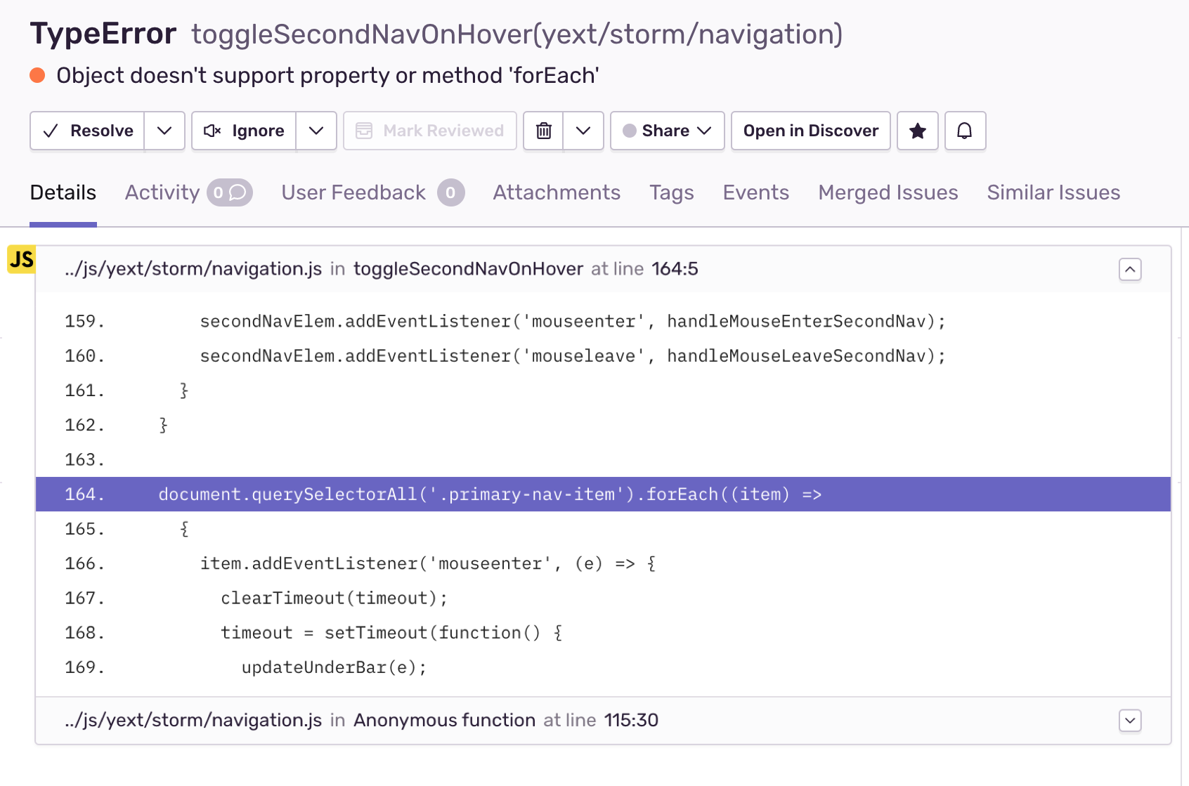 Source maps present within the Sentry UI